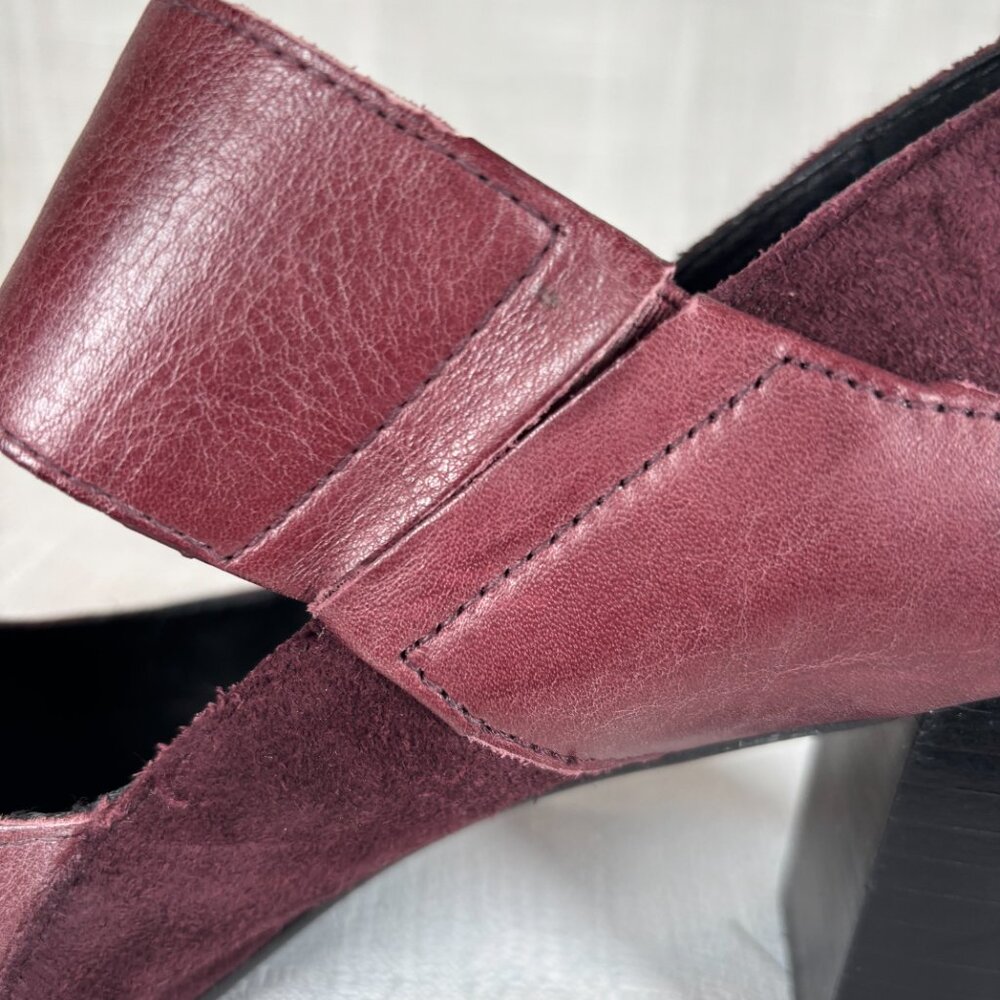 Born Women's 8M Burgundy Leather Mary Janes Pumps Heels - Picture 6 of 9